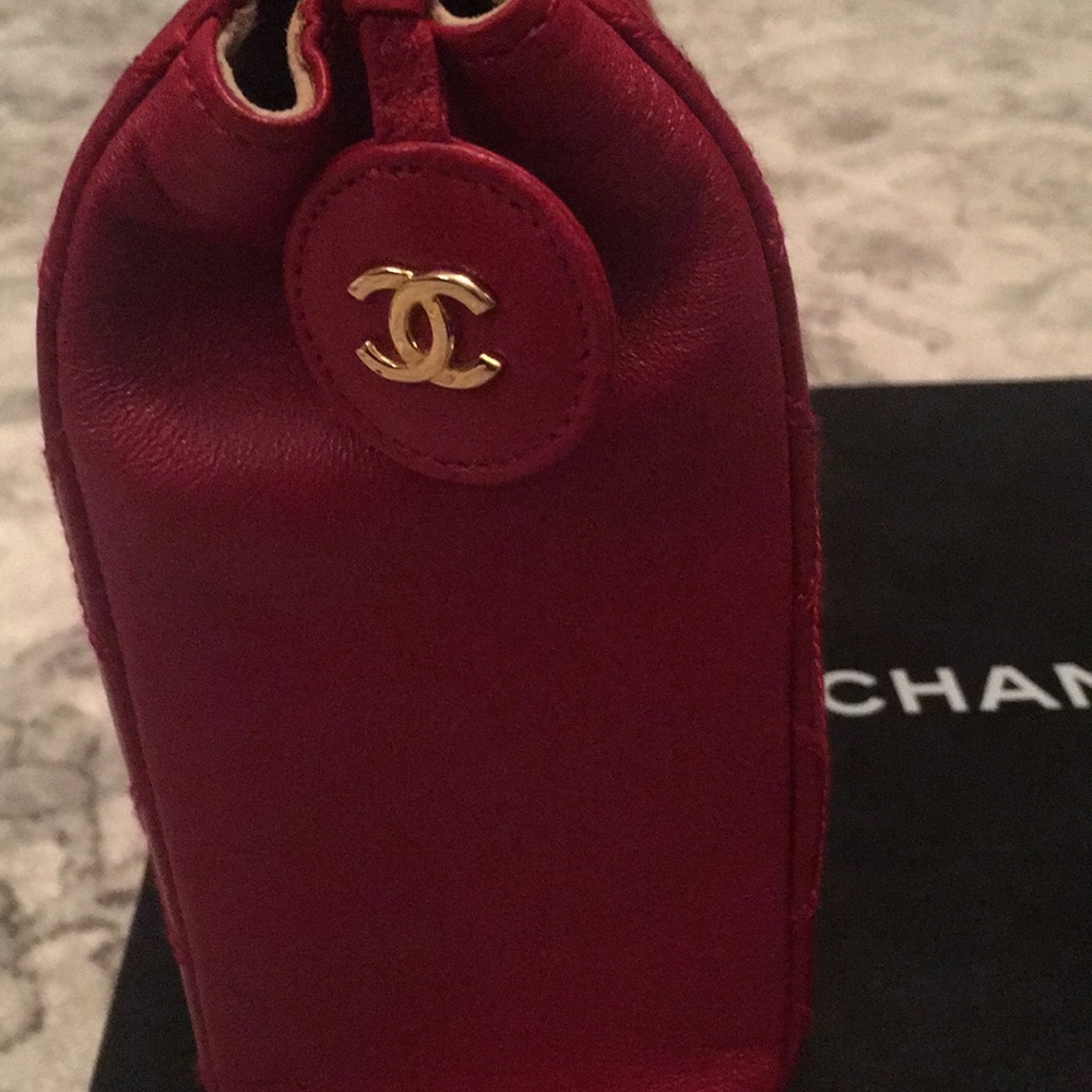 Authentic Chanel Red Leather Clutch